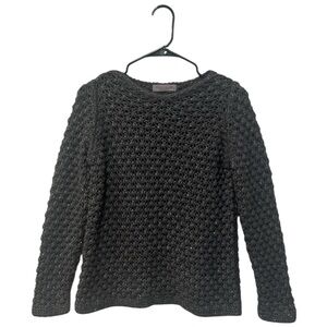 Elsamanda open knit long sleeve dark gray sparkle sweater size small